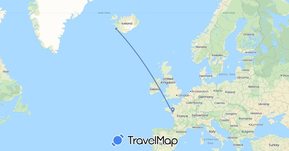 TravelMap itinerary: cycling in Iceland (Europe)